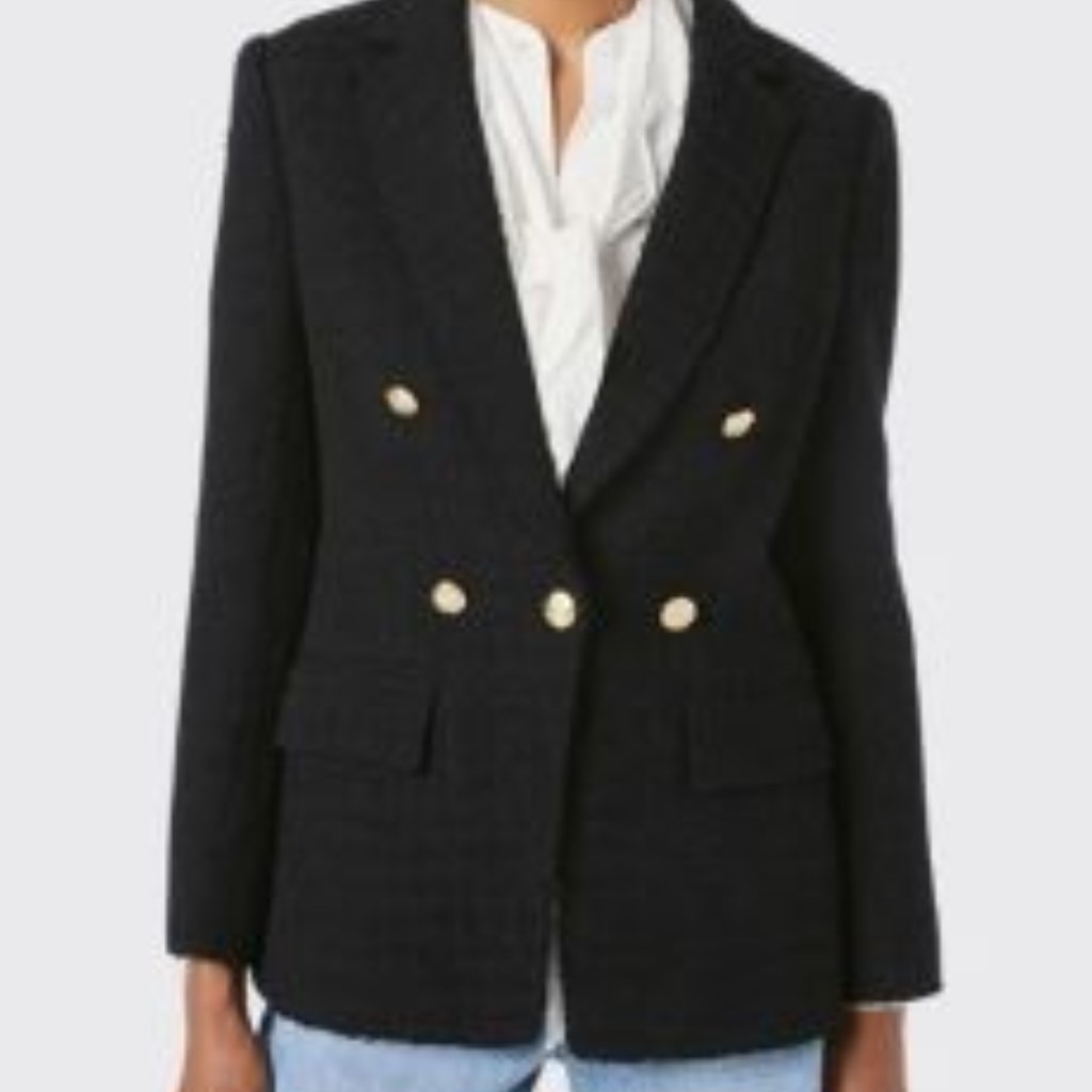 Nwt Frame 70's Raw Edge Black Blazer